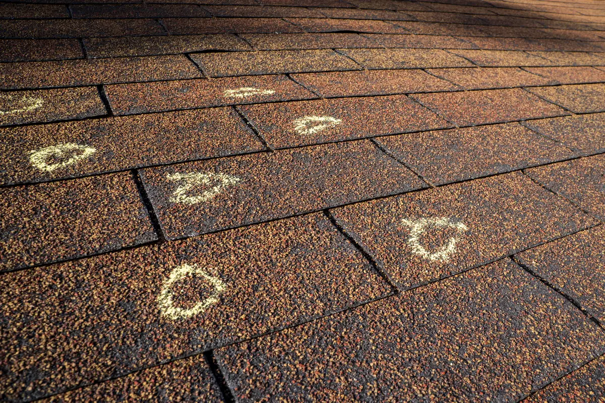hail damage circles on shingles