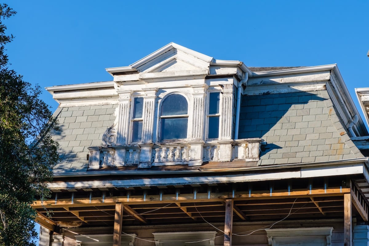 Mansard roof under construction